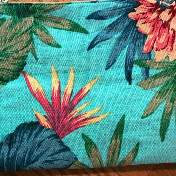 NWT L.I.B Blue Tropical & Floral Cosmetic Bag - Picture 6 of 11